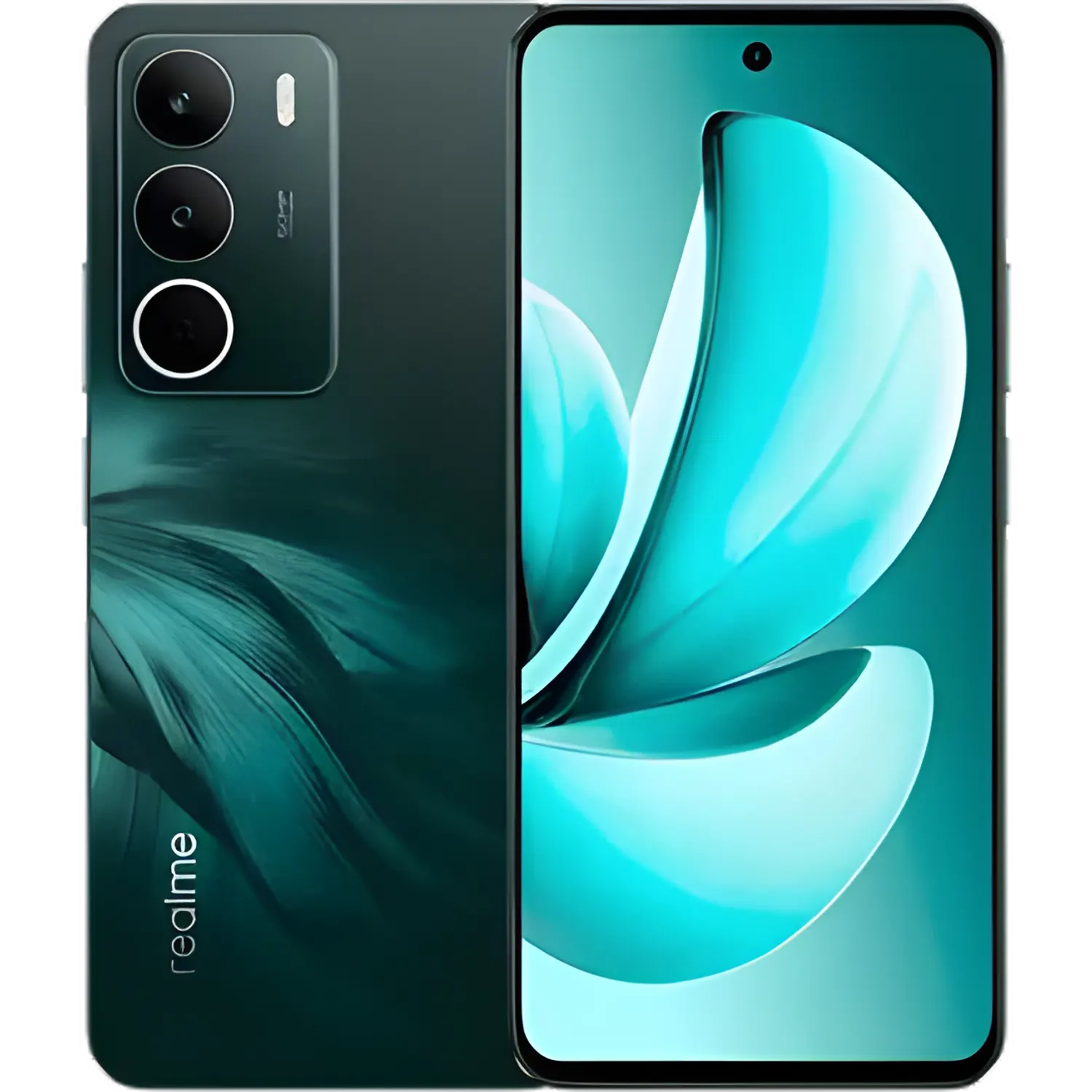 Realme C73 5G: frente e traseira