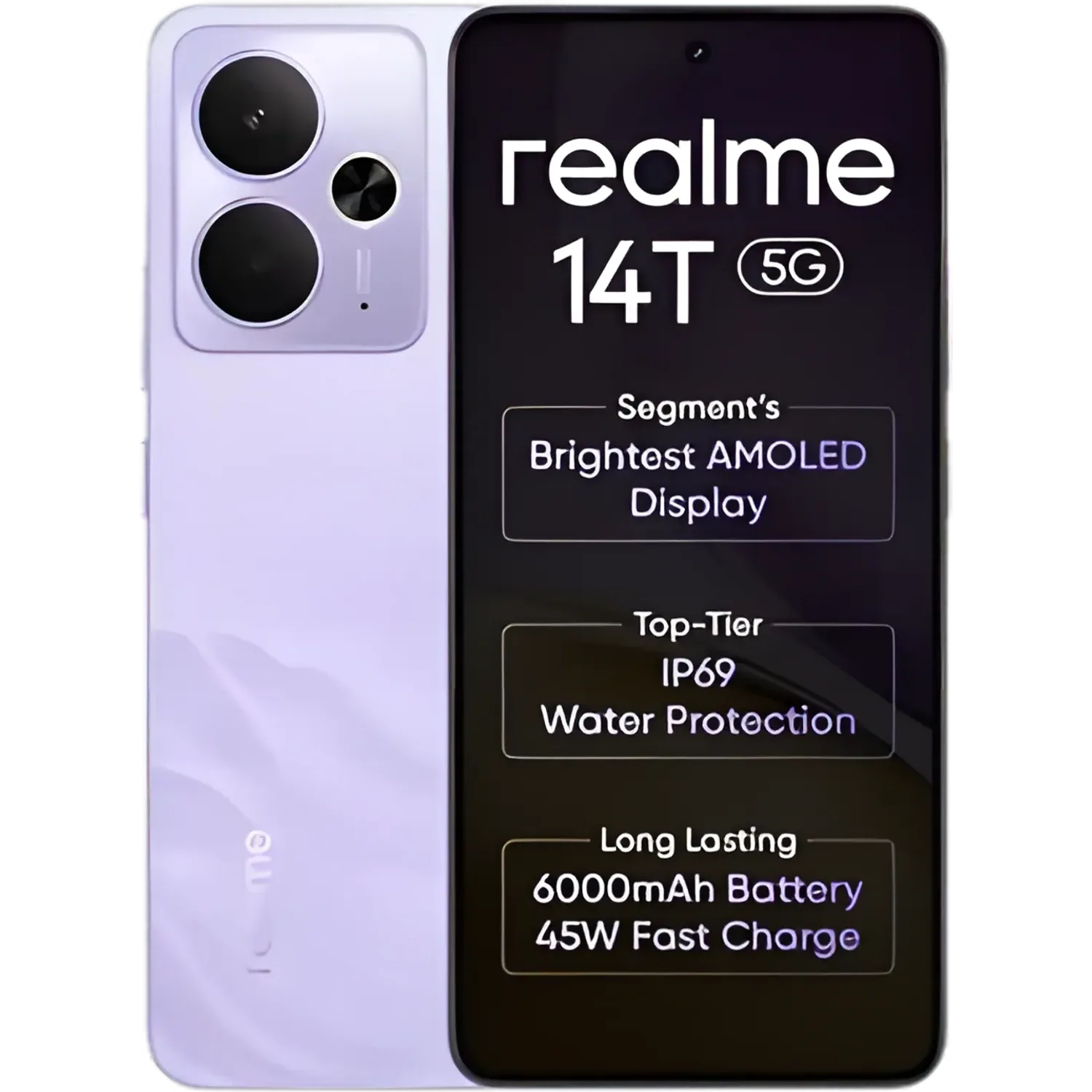 Realme 14T 5G: frente e traseira