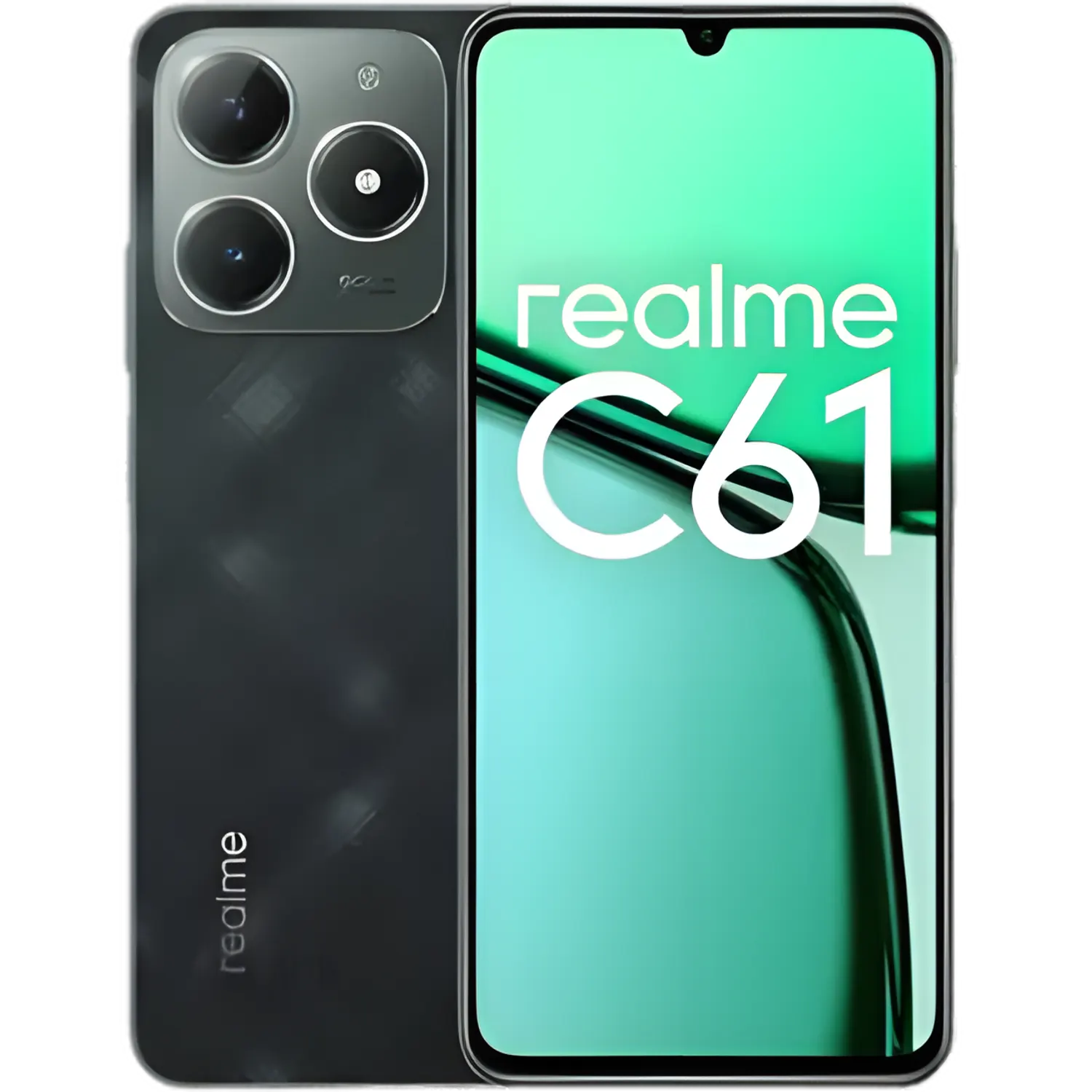 Realme C61: frente e traseira