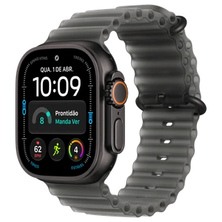Apple Watch Ultra 4 — 49 mm · Titânio · Preto · GPS + Cellular · Oceano · Preto-translúcido · Tamanho único