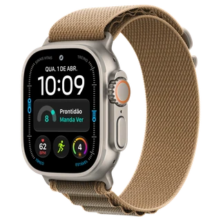 Apple Watch Ultra 4: 49 mm · Titânio · Natural · GPS + Cellular · Loop Alpina · Deserto · P